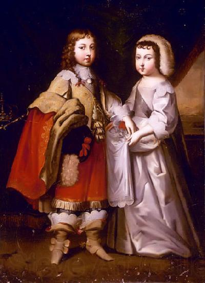 unknow artist Portrait of Louis XIV and his brother Spain oil painting art